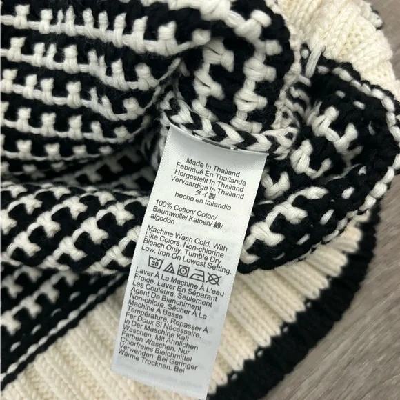 Madewell Textured-Stitch Crewneck Sweater 100% Cotton in Ivory And Black Stripe - Picture 4 of 13